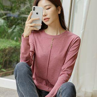 Buttoned Seam-trim T-shirt