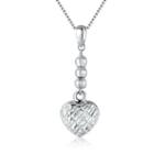 14k/585 White Gold Ball And Heart Diamond Cut Necklace