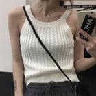 Sleeveless Round Neck Cable Knit Top