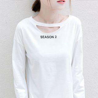 Letter Cutout Long-sleeve T-shirt