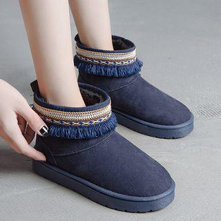 Embroidered Short Snow Boots