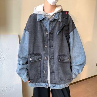 Mock Two-piece Button-up Denim Jacket