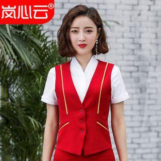 Buttoned Vest / Mini Pencil Skirt / Dress Pants / Set