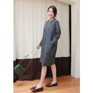 Long-sleeve Checked Midi Shirtdress
