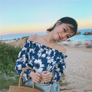 Floral Pattern Off-shoulder Long-sleeve Blouse