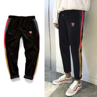 Corduroy Heart-embroidered Jogger Pants