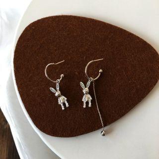 Rabbit Asymmetrical Drop Earring 1 Pair - S925silver Earrings - Silver - One Size