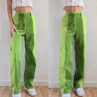 High Waist Corduroy Paneled Pants