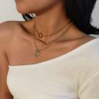 Heart Layered Necklace 1019 - Gold - One Size