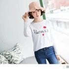 Letter Heart Embroidered Top