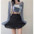 Color Block Knit Top / A-line Skirt