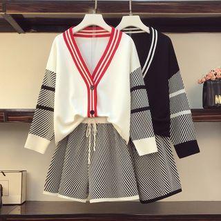 Set: Patterned Cardigan + Shorts