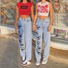 Eye Printed High Waist Jeans