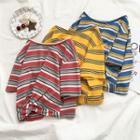Elbow-sleeve Knotted Striped T-shirt