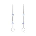 Simple 925 Sterling Silver Long Earrings With Austrian Element Crystal Silver - One Size