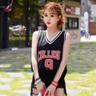 Sleeveless Printed Basketball Top