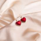 Heart Rhinestone Dangle Earring 1 Pair - E3117 - Red - One Size