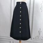 Single-breasted A-line Midi Skirt