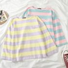 Embroidered Rainbow Striped T-shirt