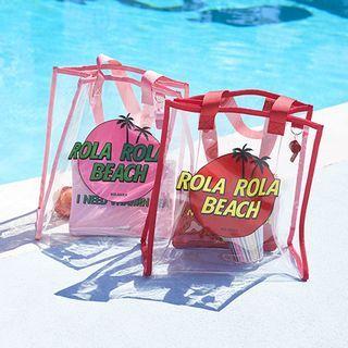 Letter Print Transparent Tote Pink - One Size