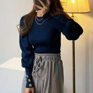 Puff Sleeve Round Neck Sweater