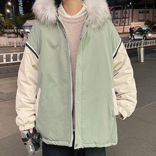 Bear Print Zip-up Parka