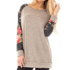 Floral Panel Knit Pullover