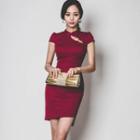 Cut Out Detail Short Sleeve Qipao