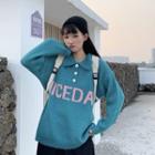Lettering Long-sleeve Loose-fit Sweater