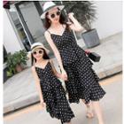 Family Matching Dotted Spaghetti Strap A-line Dress