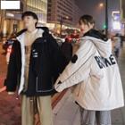 Couple Matching Lettering Hooded Zipped Jacket