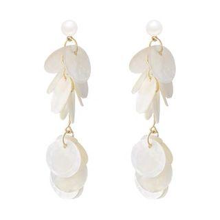 Shell Disc Fringed Earring 1 Pair - Earring - One Size