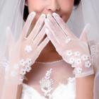Flower Wedding Gloves White - One Size
