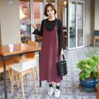 Pinafore Knit Maxi Dress Purple - One Size