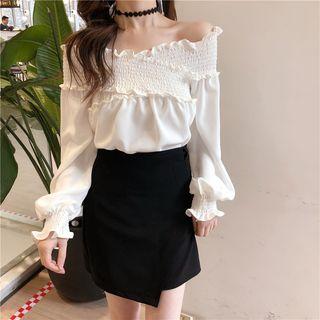 Off-shoulder Loose-fit Chiffon Top