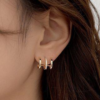 Layered Rhinestone Alloy Earring 1 Pair - Gold - One Size