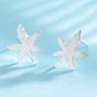 Brushed 925 Sterling Silver Leaf Earring S925 - Earrings - 1 Pair - One Size