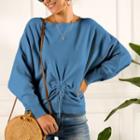 Drawstring Batwing-sleeve Sweater