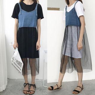 Set: T-shirt Dress + Denim Panel Dress