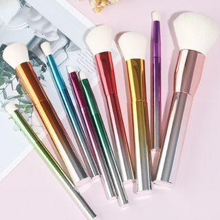 Set Of 9: Gradient Handle Makeup Brush Set Of 9 - Yellow & Pink & Green - One Size