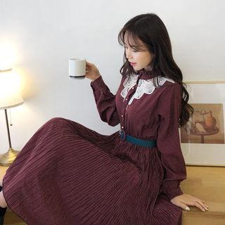 Crochet-trim Check Dress With Belt