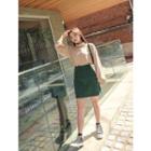 Mock-neck Loose-fit Stripe T-shirt
