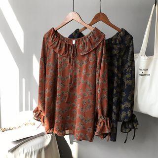 Bow-accent Floral Blouse
