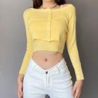 Set: Camisole Top + Crop Cardigan Set - Yellow - One Size