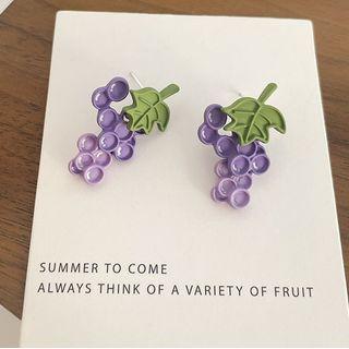 Grapes Acrylic Alloy Earring 1 Pair - Purple - One Size
