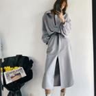 Set: Half-zip Sweatshirt + Midi A-line Skirt