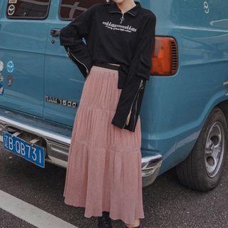 Rabbit Print Zip Detail Pullover