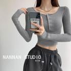 Cropped Knit Henley