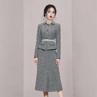 Set: Tweed Jacket + Midi Tweed Skirt