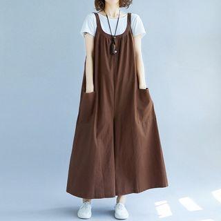 Cropped Wide-leg Jumper Pants Coffee - One Size